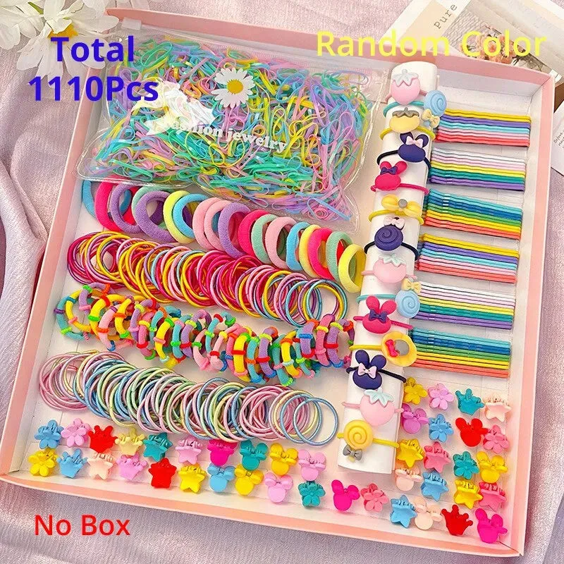 1110pcs Hair Accessory Set for Girls Elastic Bands Hairpins Claws Ties