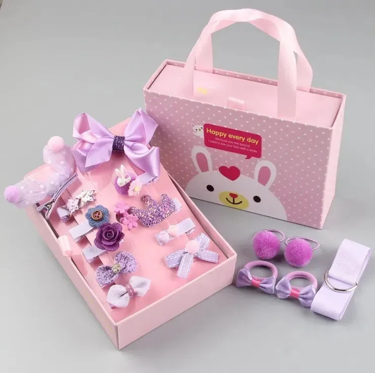 18 Piece Baby Hair Accessories Set Princess Headbands Barrettes and Gift Box for Girls