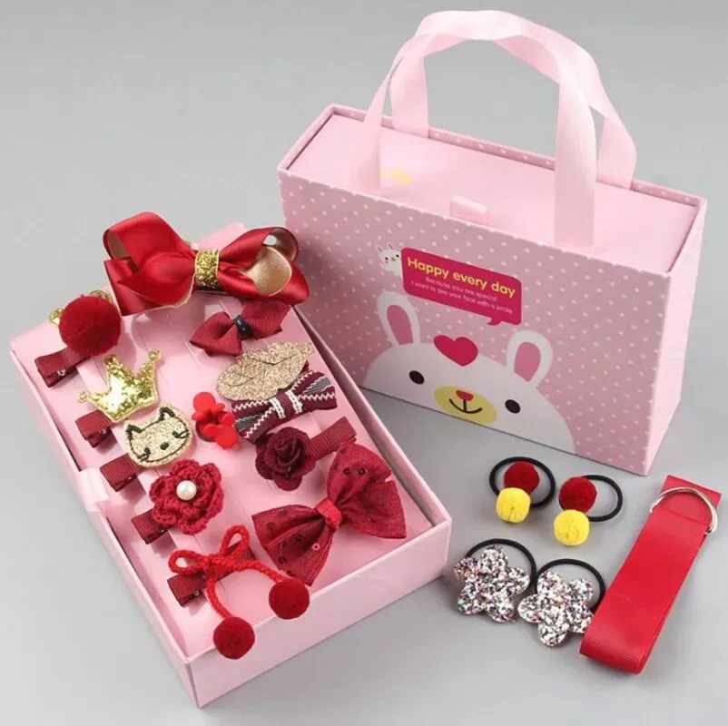 18 Piece Baby Hair Accessories Set Princess Headbands Barrettes and Gift Box for Girls