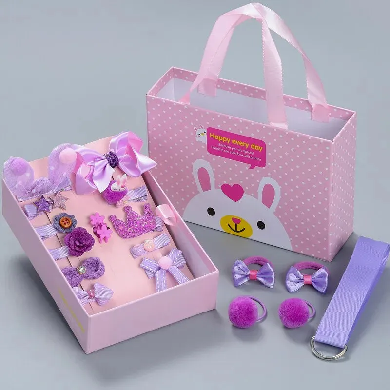 18 Piece Baby Hair Accessories Set Princess Headbands Barrettes and Gift Box for Girls