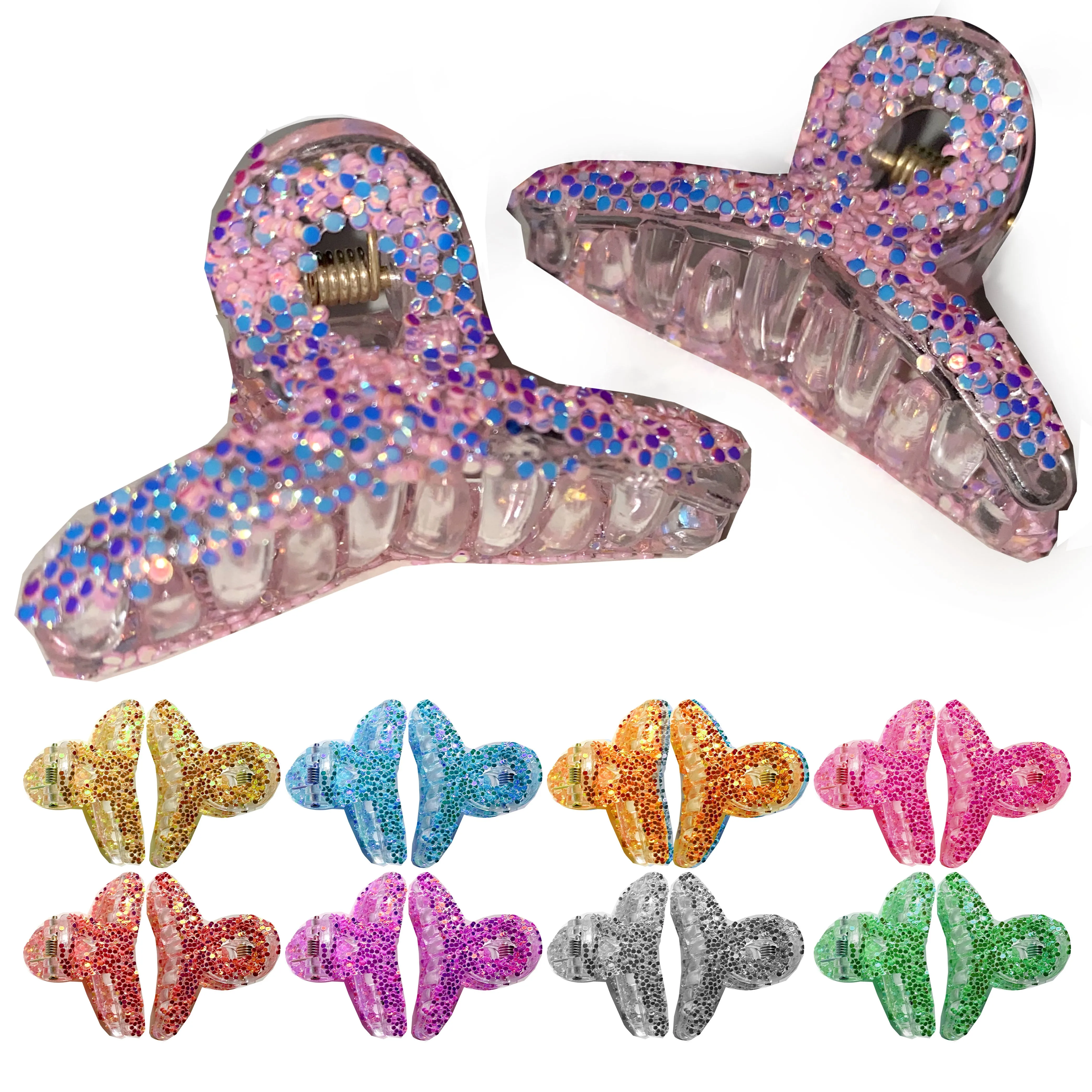 20 Pc Girls Glitter Mini Hair Claw Clips Jaw Clamps Hairpin Multicolor Barrettes