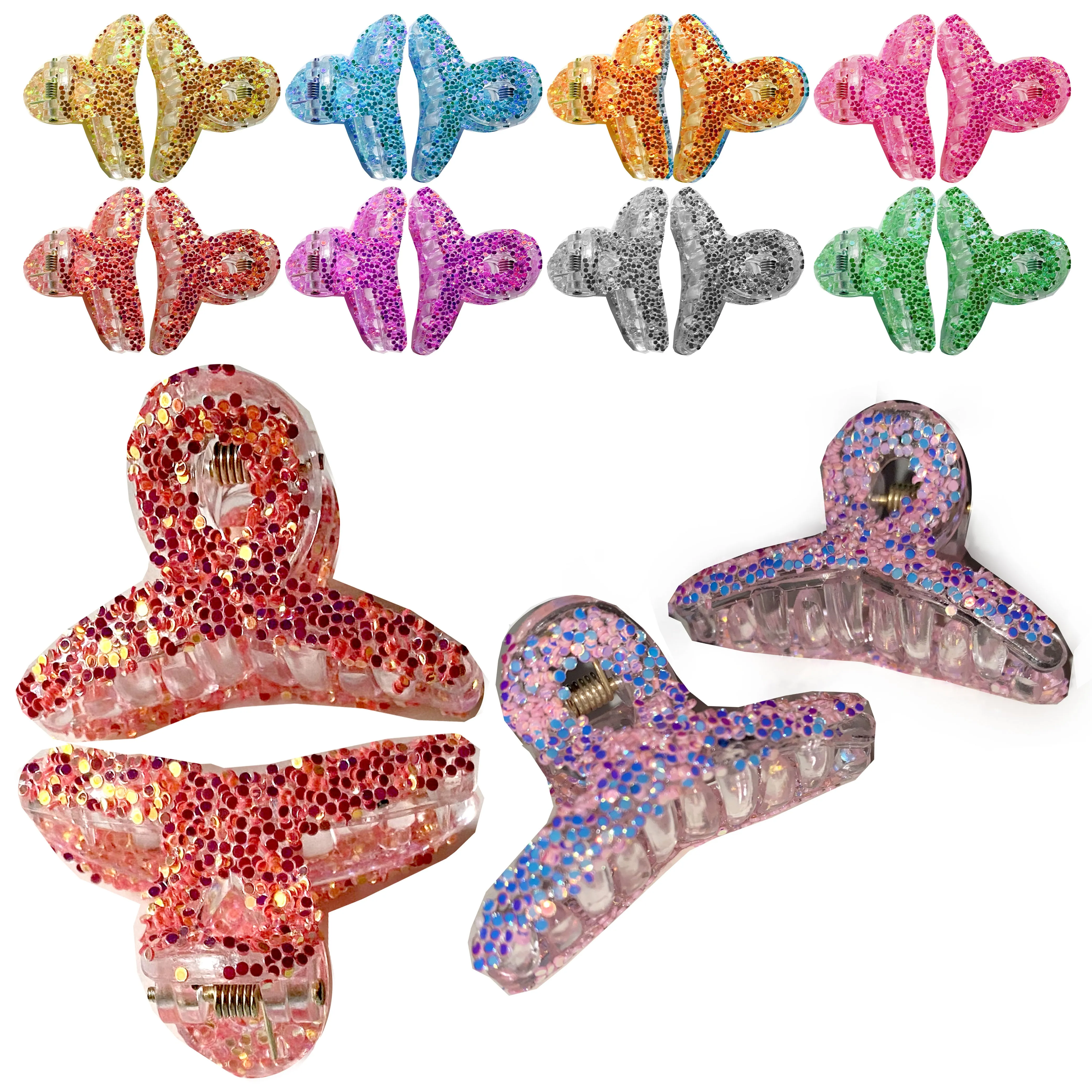20 Pc Girls Glitter Mini Hair Claw Clips Jaw Clamps Hairpin Multicolor Barrettes