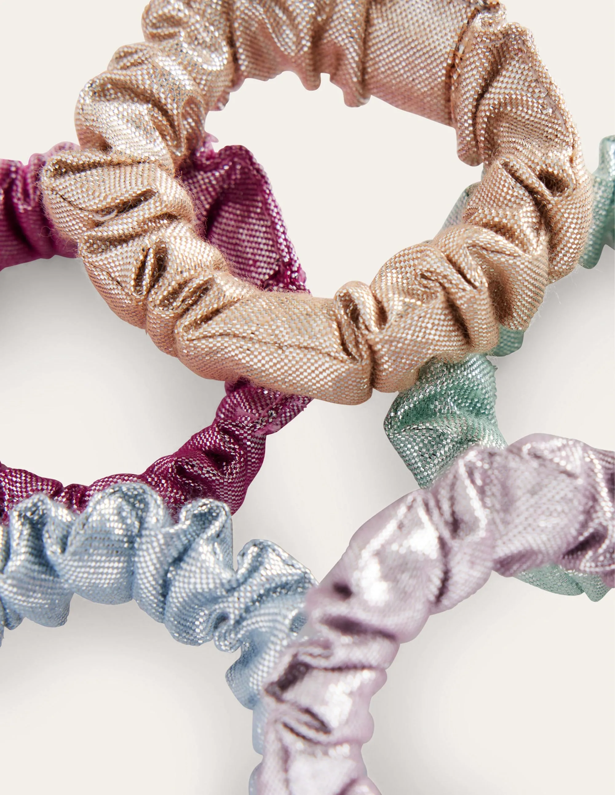 5 Pack Scrunchies-Multi Metallic