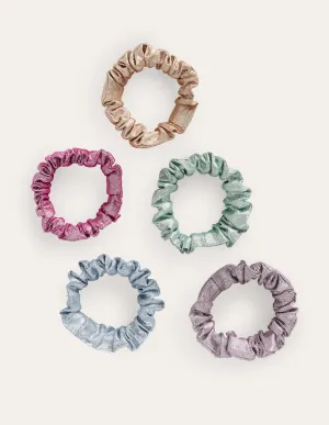 5 Pack Scrunchies-Multi Metallic