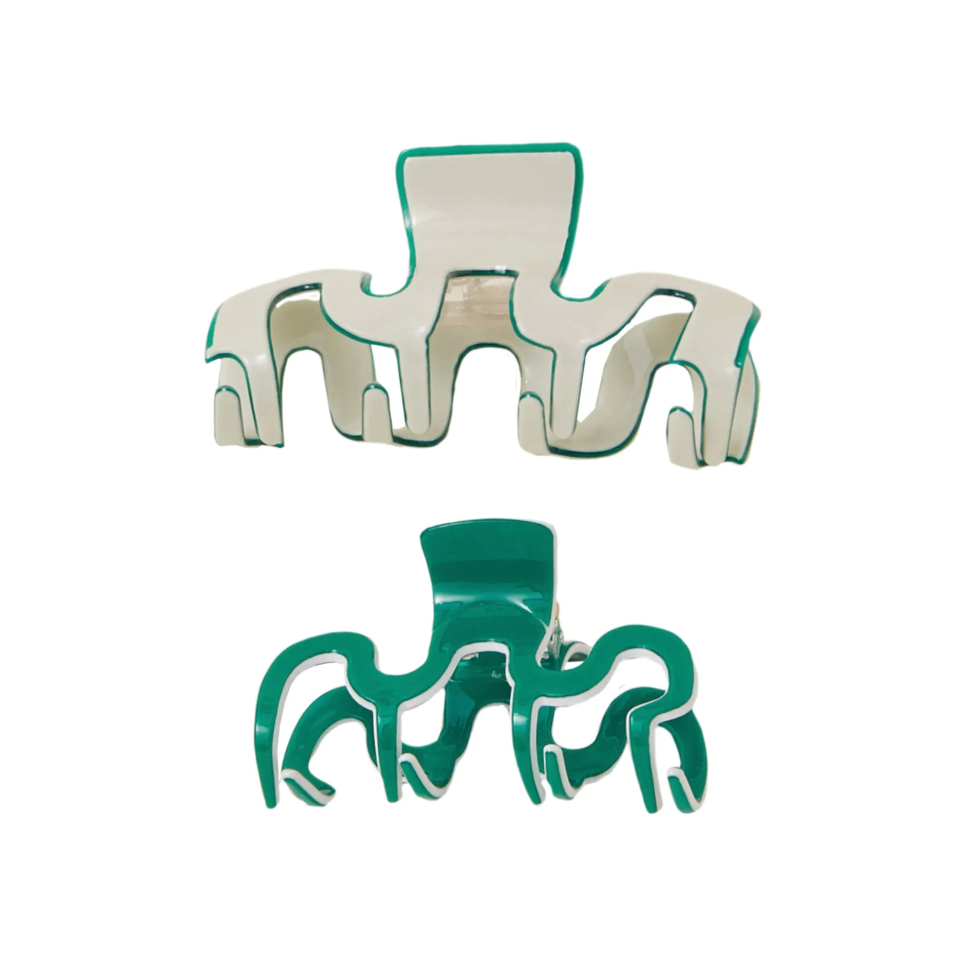 Accessorize London Women's Green Wiggle Claw Clips Pack Of Two