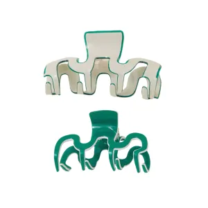 Accessorize London Women's Green Wiggle Claw Clips Pack Of Two