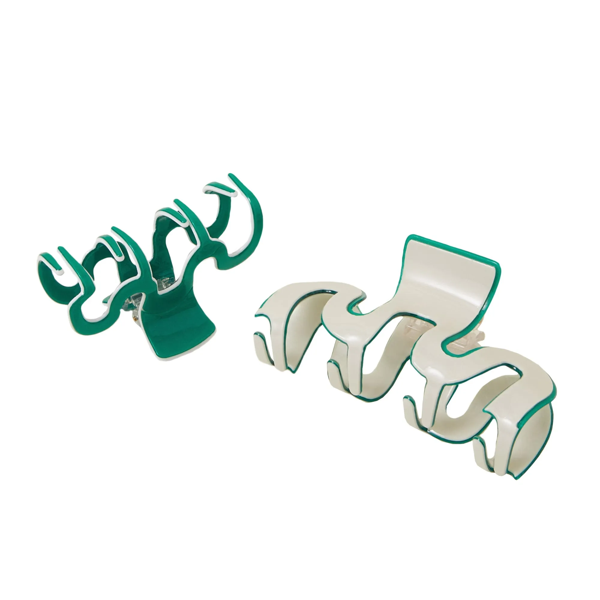 Accessorize London Women's Green Wiggle Claw Clips Pack Of Two