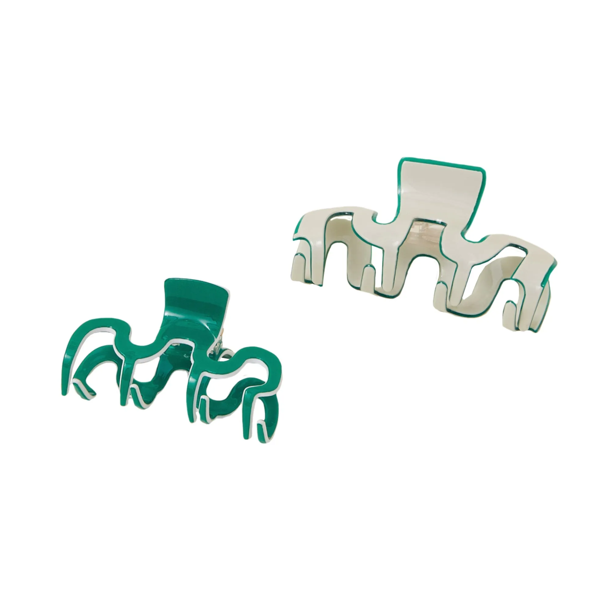 Accessorize London Women's Green Wiggle Claw Clips Pack Of Two