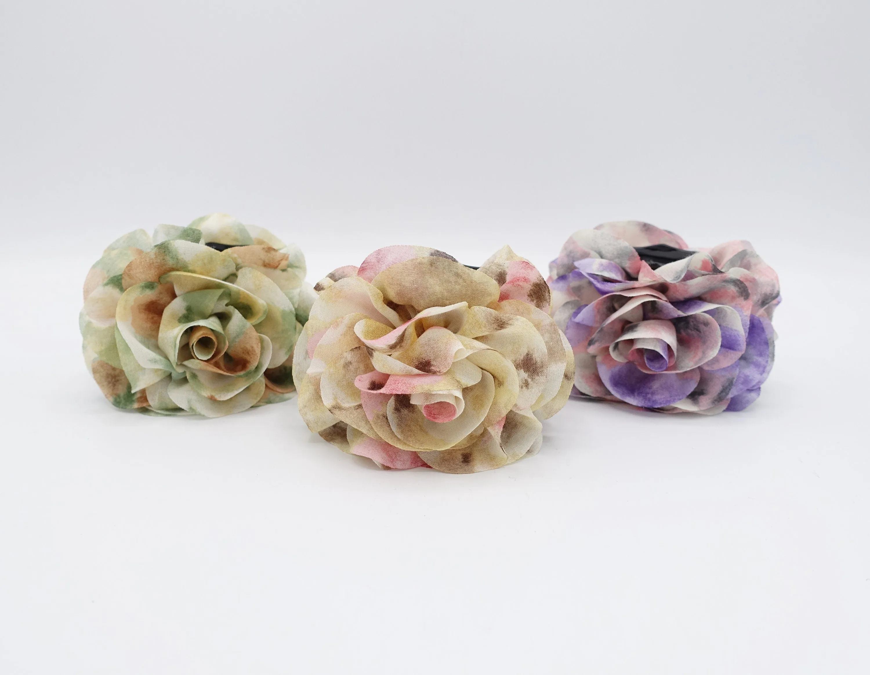 chiffon flower hair claw multi colored petal hair accessory for women
