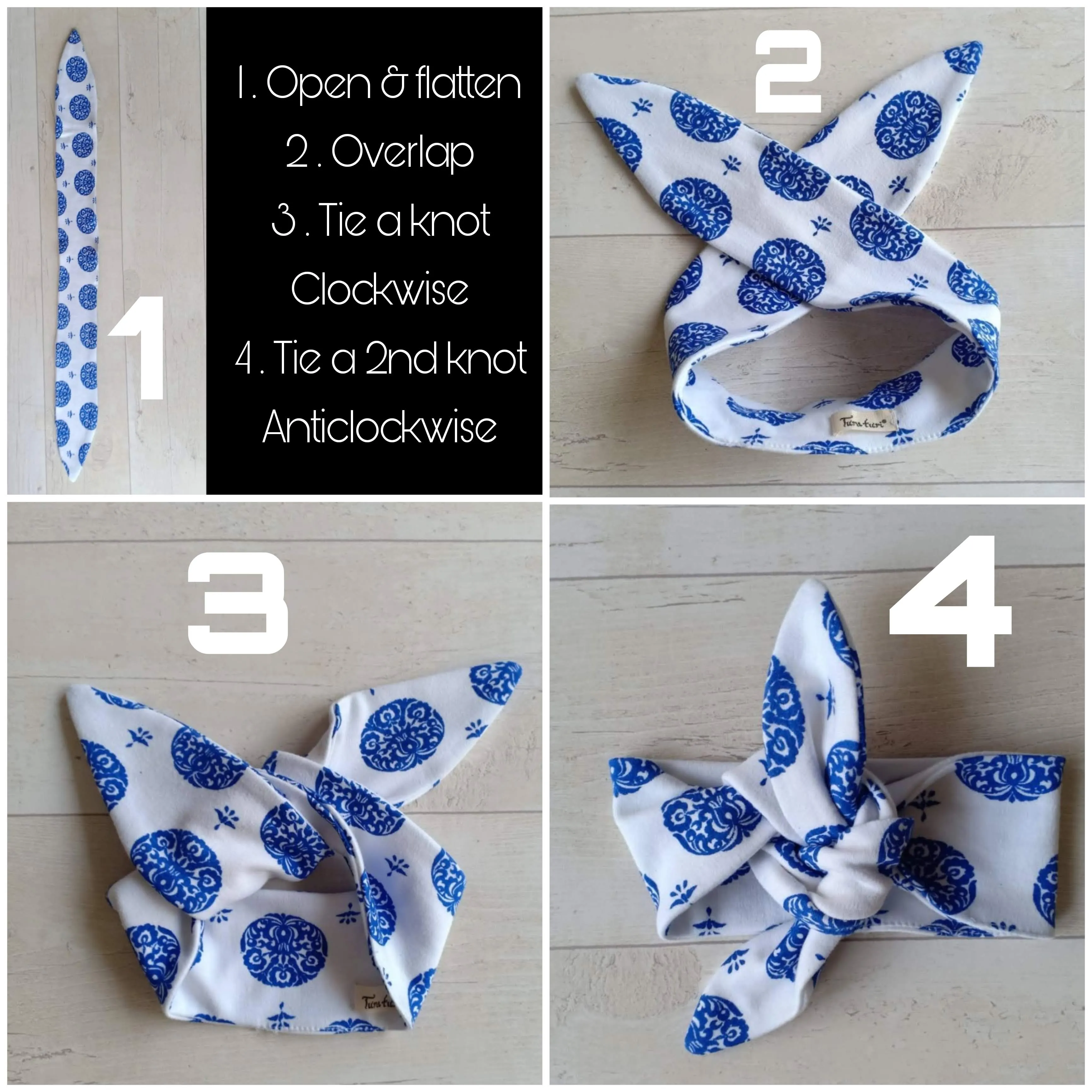 Cotton Adjustable Hairband - Alpona (Light Blue)