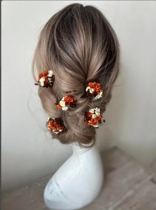 Fall dried burnt orange rusty hairpins