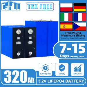 Grade a 8000 Cycle 320Ah Lifepo4 Battery 3.2V Lithium Iron Phosphate Rechargeable Cell for DIY 12V 24V RV Solar Camping EU Stock