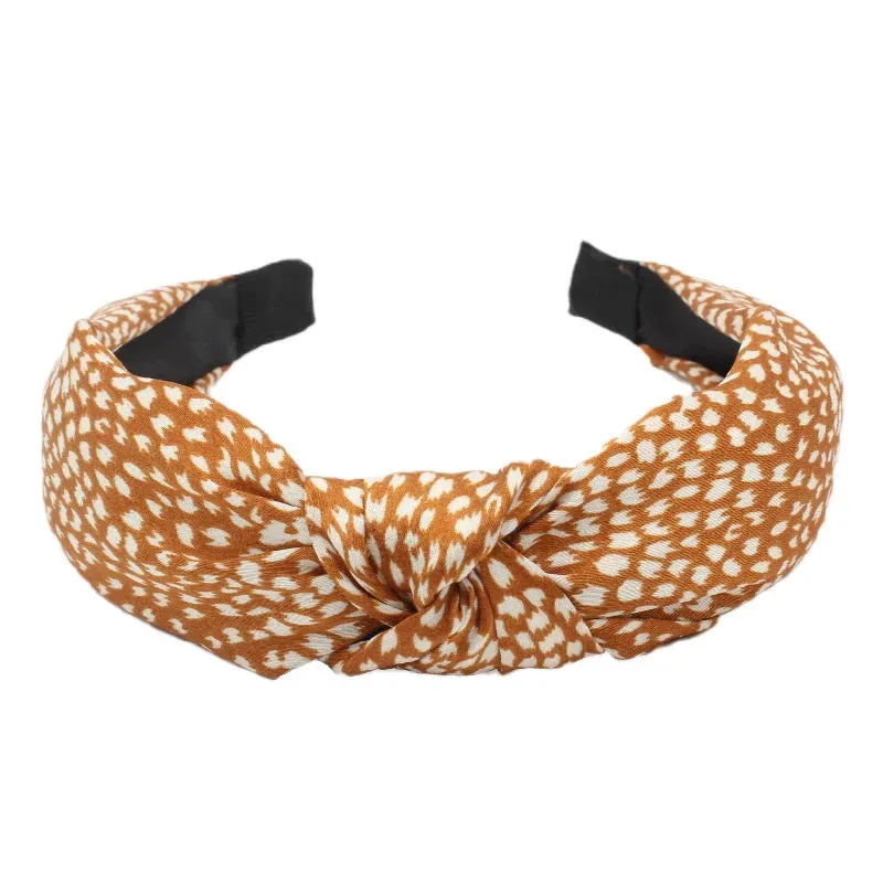 Leopard Print Cloth Knot Headbands Simple Solid Twill Fabric Knot Hairbands for Female Headpiece