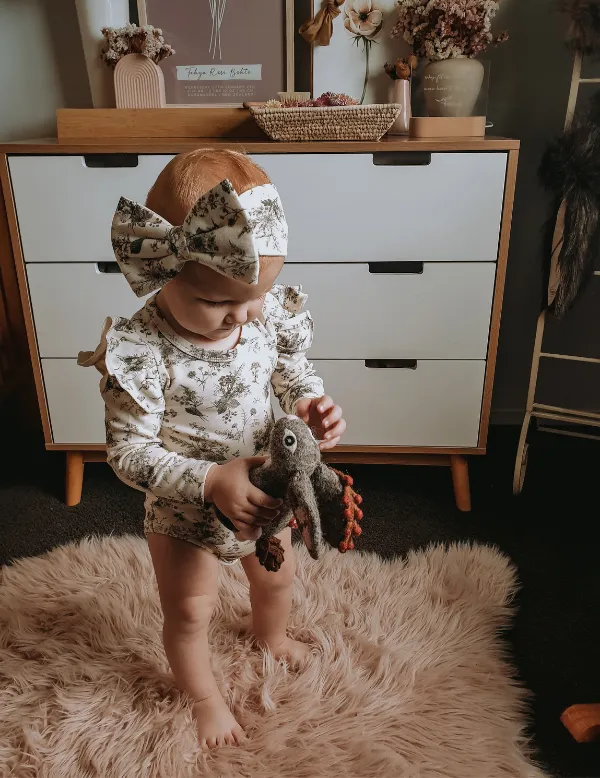 Oversized Bow Organic Cotton Headband - Vintage Floral