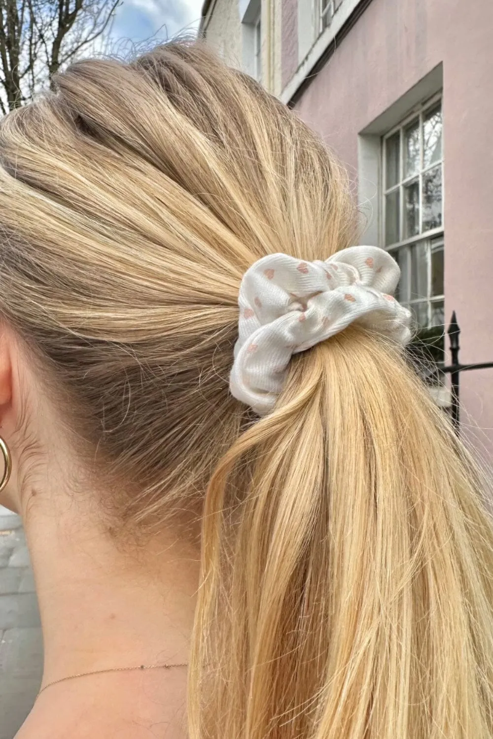 Pink Heart Scrunchie