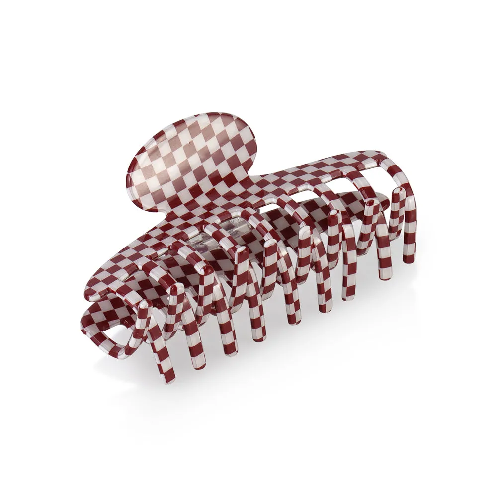 RED CHECKERED RESINE CLAW BUNDLE OF 4 PCS