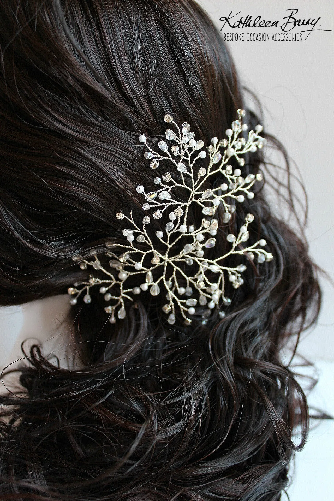 Tessa Bridal Hairpiece  - Crystal, diamante & Pearl, wedding hair accessory, bridal hair clip - pin silver or gold