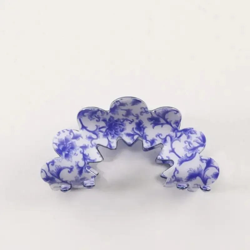 Vintage Porcelain Style Half Moon Hair Claw Clips