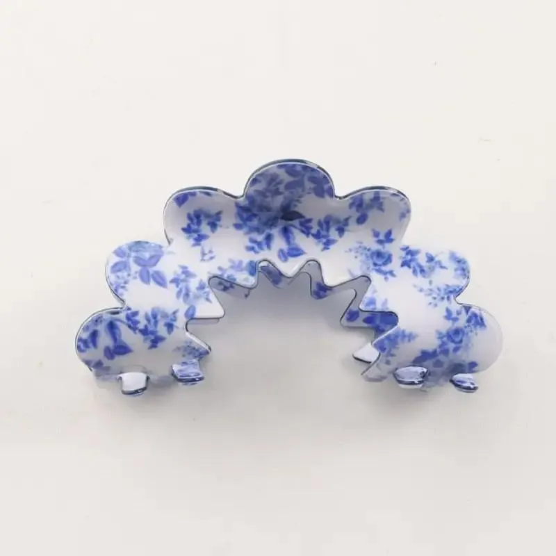 Vintage Porcelain Style Half Moon Hair Claw Clips